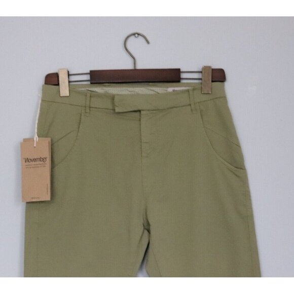 Novemb3r Womens Size 28 x 34 Green Mairi Pant Khaki Cotton Slash Pocket NWT $280 - Picture 2 of 9